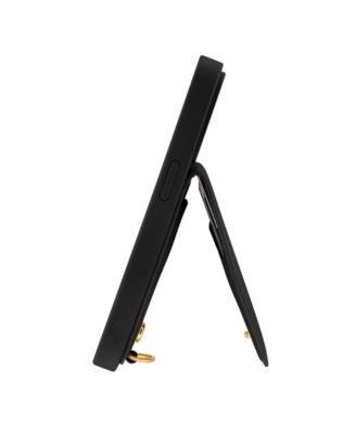 Women's Black Saffiano Leather Case designed for iPhone&reg; 15