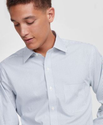 Men’s Regular Fit Non-Iron Spread Collar Check Pinpoint Dress Shirt