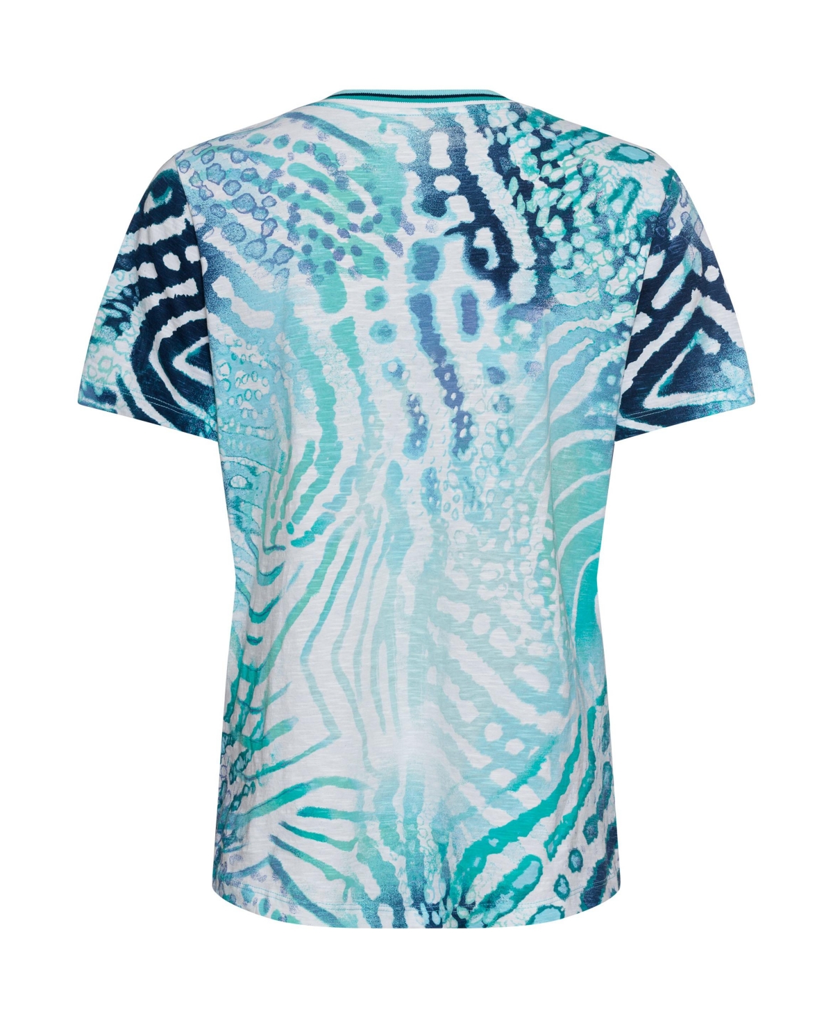 Olsen Women's 100% Cotton Short Sleeve Water and Placement Print T-Shirt