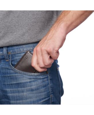 Men RFID Safe Minimalist Front Pocket Wallet Leather Thin Card Case