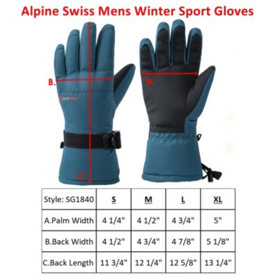 Mens Waterproof Ski Gloves Snowboarding 3M Thinsulate Winter Gloves