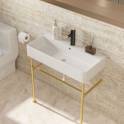  Bathroom Console Sink with Gold Legs