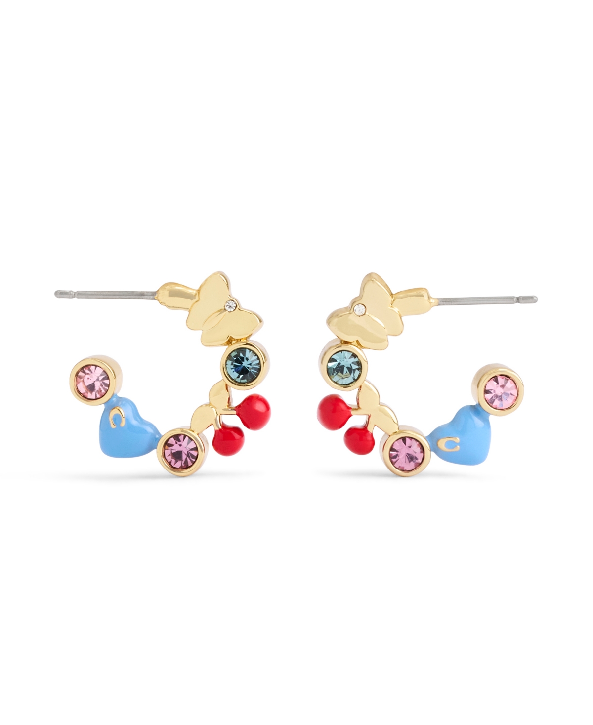 Coach Faux Stone Signature Charm Huggie Earrings