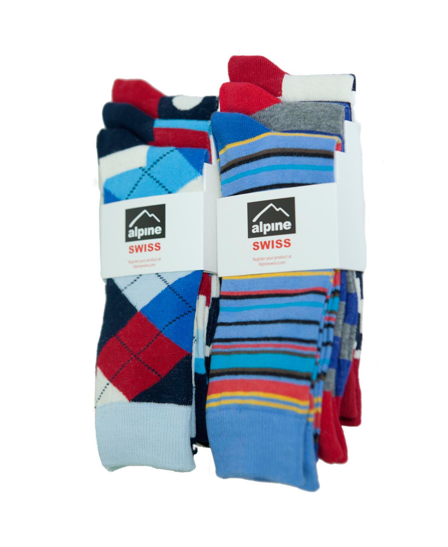 Носки Designs для мужчин, хлопок, в рубчик — Alpine Swiss, цвет: Bright Pack — фото 7