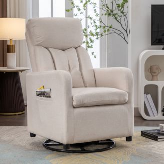 Streamdale Furniture Linen Fabric Swivel Rocking Chair Gilder Chair ...