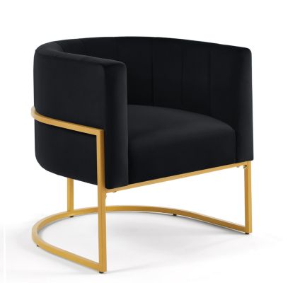 Golden Metal Chair with Velvet Upholstery