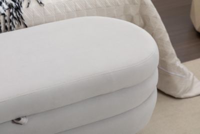 Velvet Storage Bench with Wood Legs