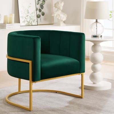 Velvet Accent Chair with Mid Century Charm