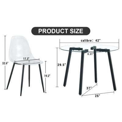 Glass Table & Chairs - Black Metal