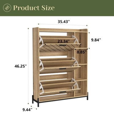 Streamdale 3-Drawer Shoe Cabinet with Open Shelves