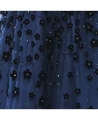 Women's Embellished Illusion High Neck Long Sleeve Fit & Flare Dress