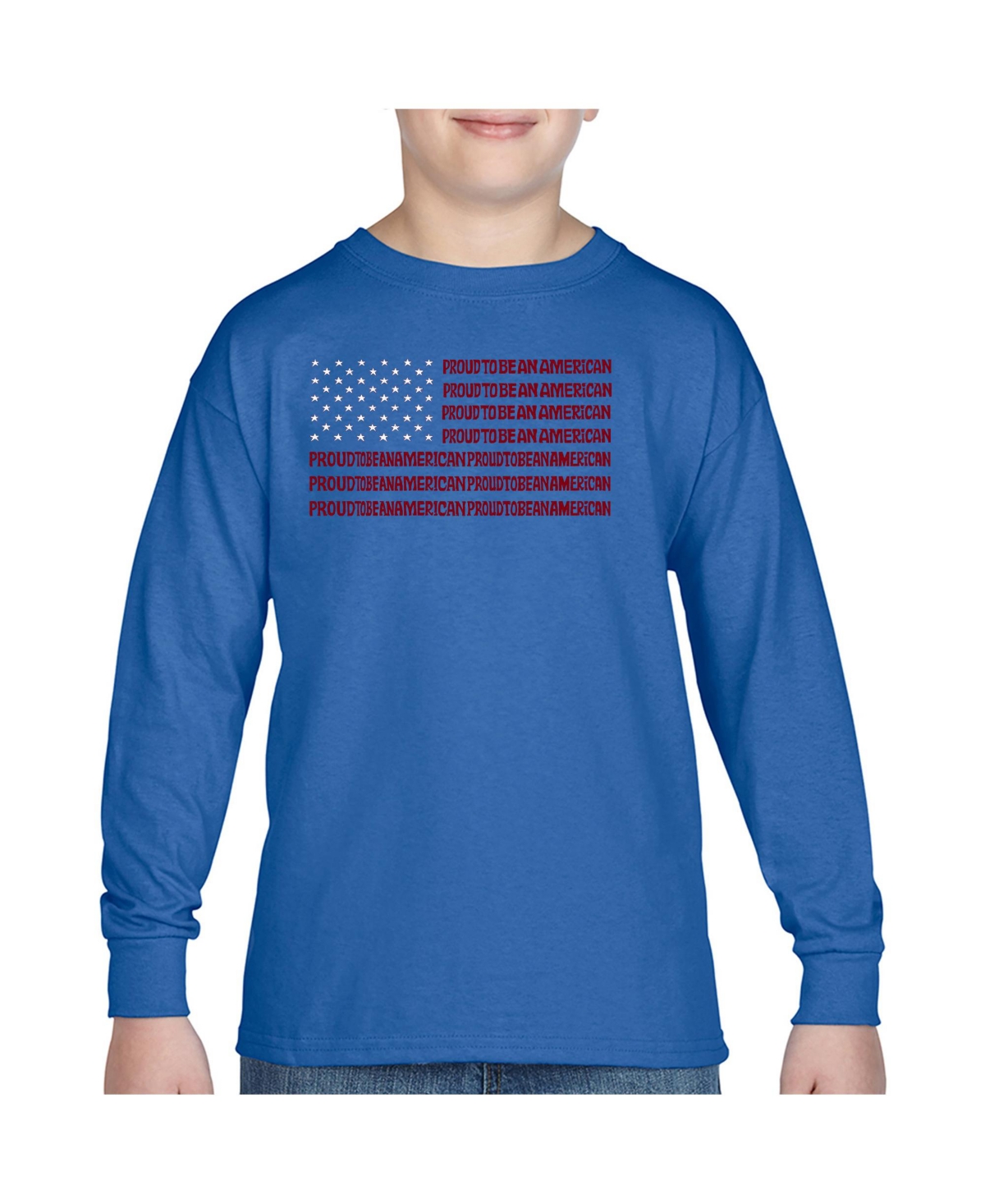 La Pop Art Boys Proud To Be An American Word Art Long Sleeve T-Shirt