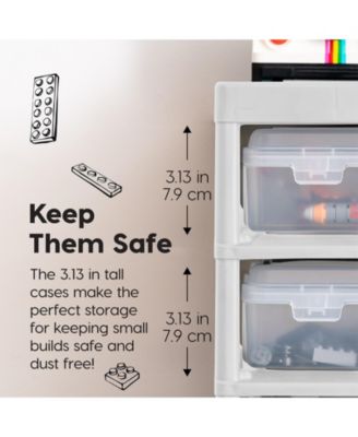 USA Fits 12" x 12" Paper 3-Tier Scrapbook Storage Unit with Organizer Top for Building Blocks Lego Papers, White/Clear