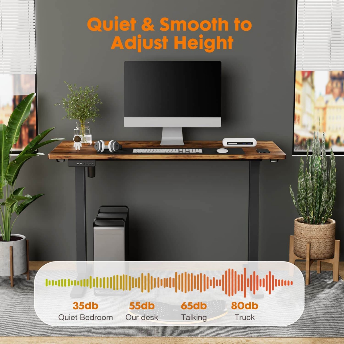 Streamdale Furniture Electric Height Adjustable Standing Desk, Sit To Stand Ergonomic Computer Desk, 40