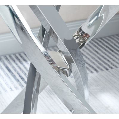 Modern Round Tempered Glass End Table With Chrome Legs