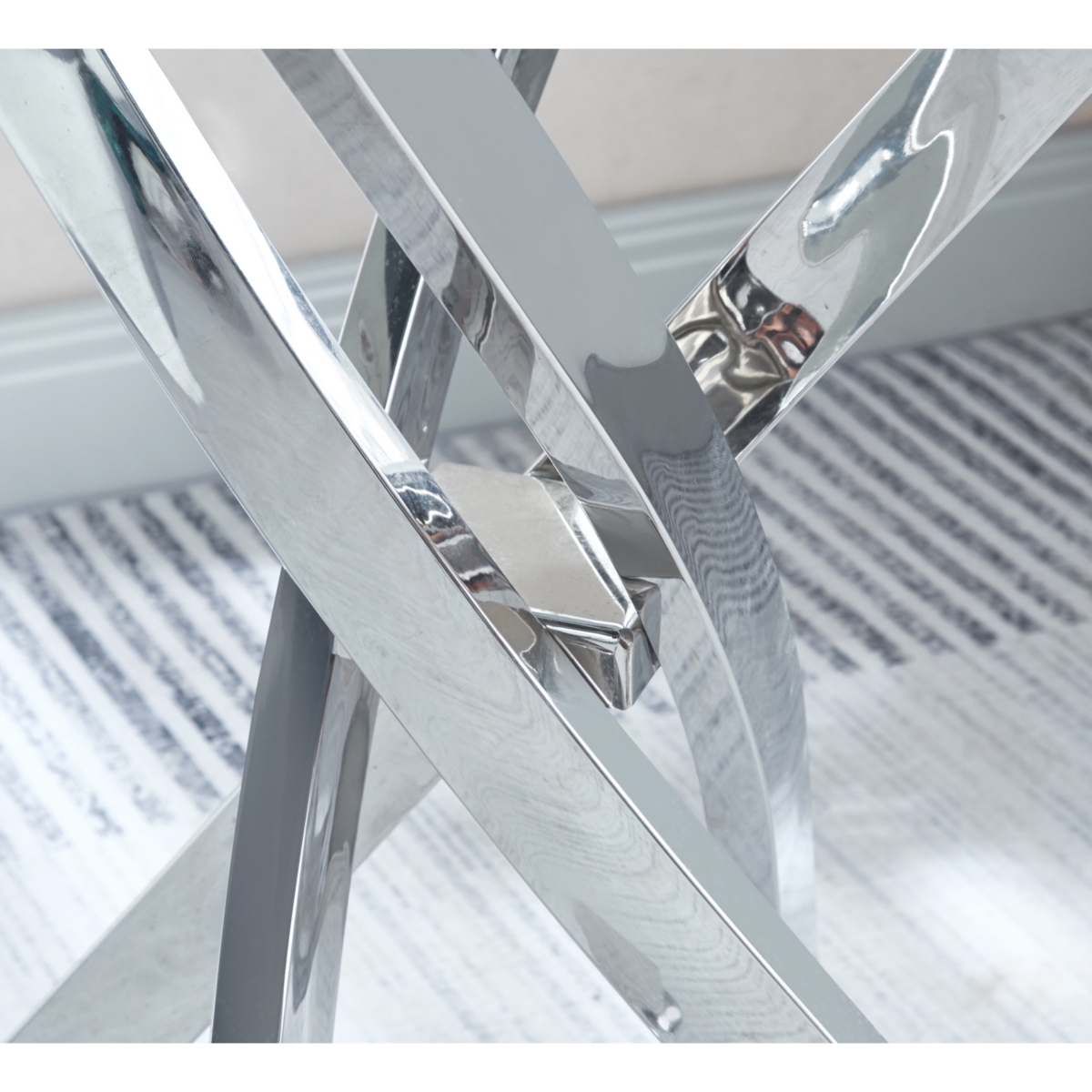 Simplie Fun Modern Round Tempered Glass End Table With Chrome Legs