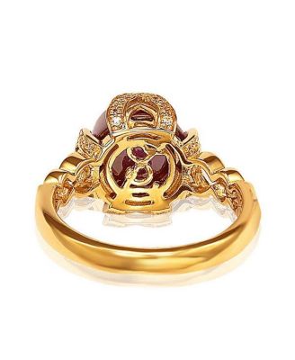 Suzy Levian Sterling Silver Cubic Zirconia Purple Cabochon Cocktail Ring