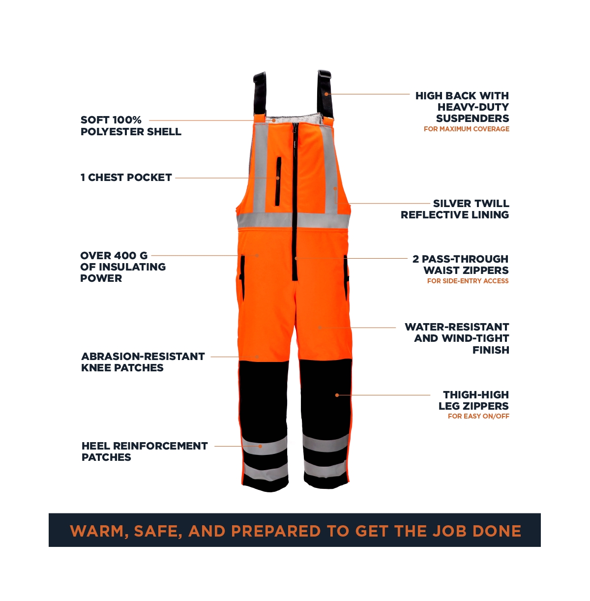 RefrigiWear Big & Tall Men s Hi Vis Insulated Softshell High-Bib Overalls, -20°F (-29°C)