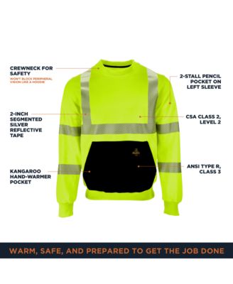 Men's HiVis Crewneck Sweatshirt - High Visibility Work Pullover, Warm Safety Sweatshirt