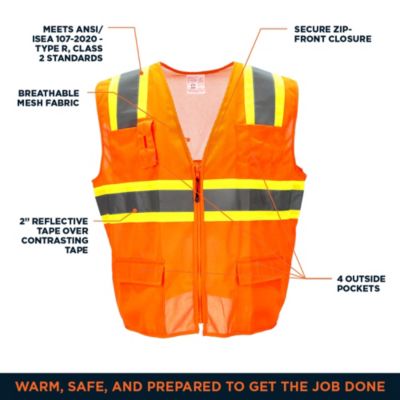 Big & Tall Hi Vis Orange Safety Work Vest