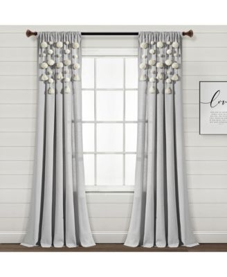 Boho Pom Pom Tassel Linen Window Curtain Panel