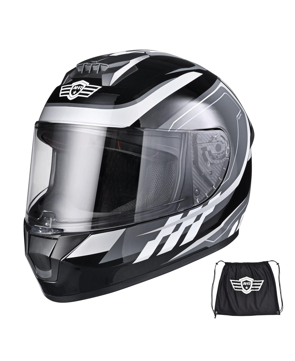 Run-F3 Full Face Motorcycle Helmet Dot Approved Removable Liner Street Bike S - Black
