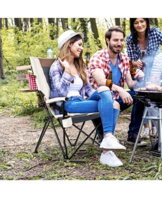 Camping Folding Chair w/ Cup Holder 330 LBS Load Capacity for Picnic Camping