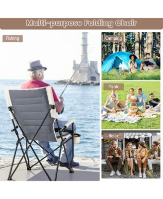 Camping Folding Chair w/ Cup Holder 330 LBS Load Capacity for Picnic Camping