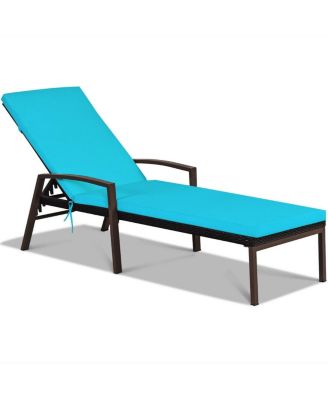 Outdoor Adjustable Reclining Patio Rattan Lounge Chair with Adjustable Backrest