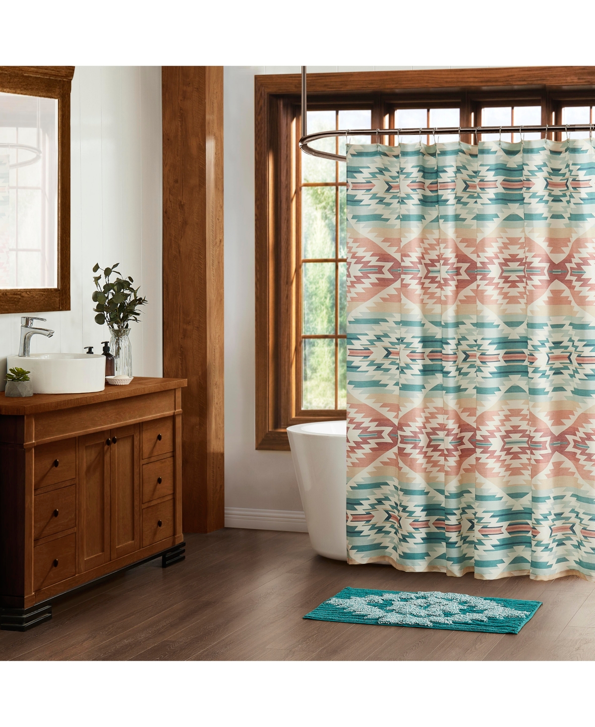 Pendleton Pagosa Springs Cotton Shower Curtain 72" X 72" In Green