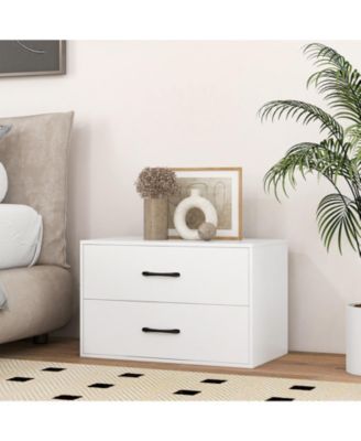 Stackable 2-Drawer Storage Cabinet with Handles for Entryway or Office Use