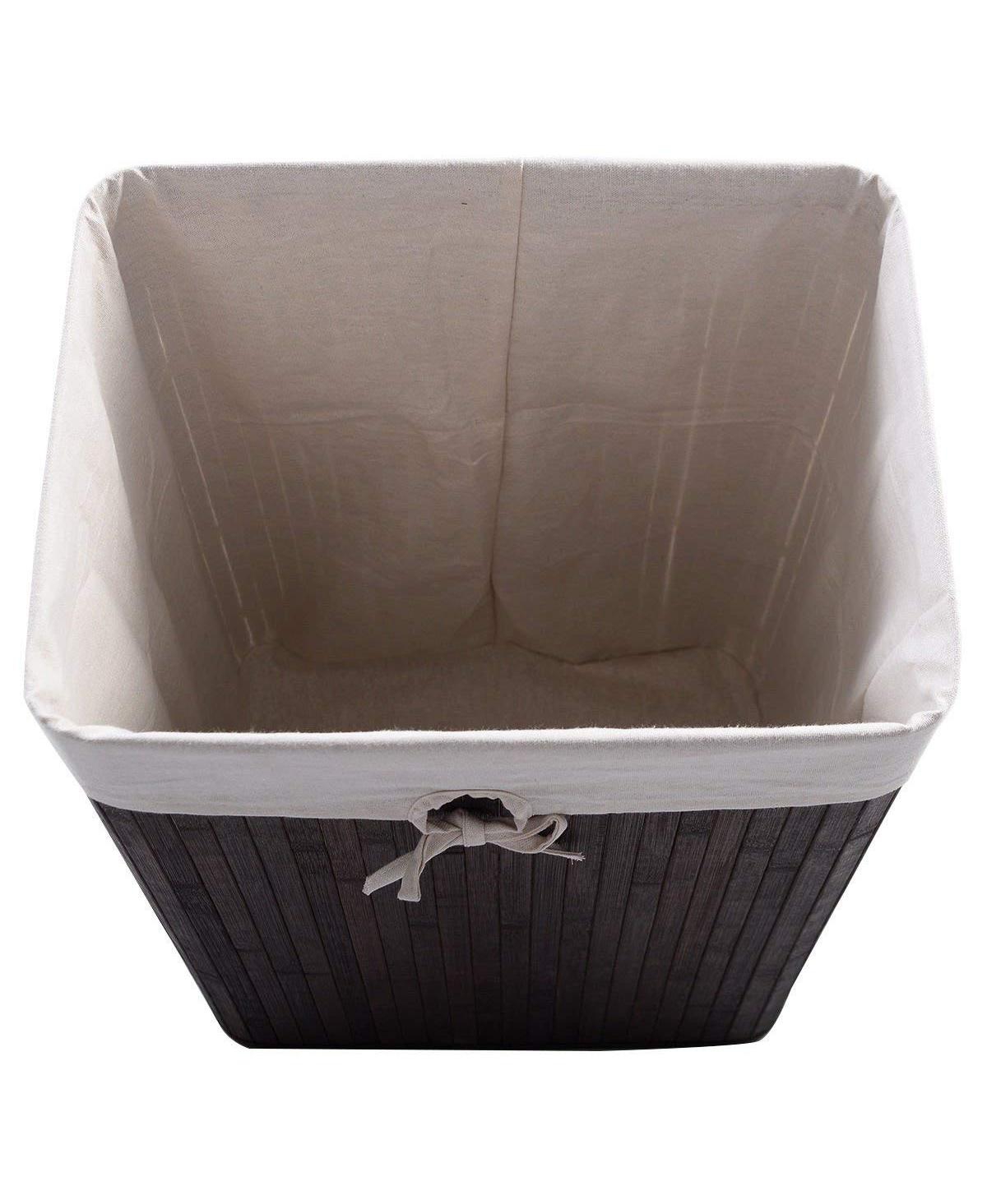 Slickblue Rectangle Bamboo Hamper Laundry Basket Washing Cloth Bin Storage Bag Lid 3 color