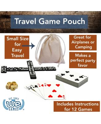 WE Games Mini Double 6 Dominoes, Dice and Card Travel Game