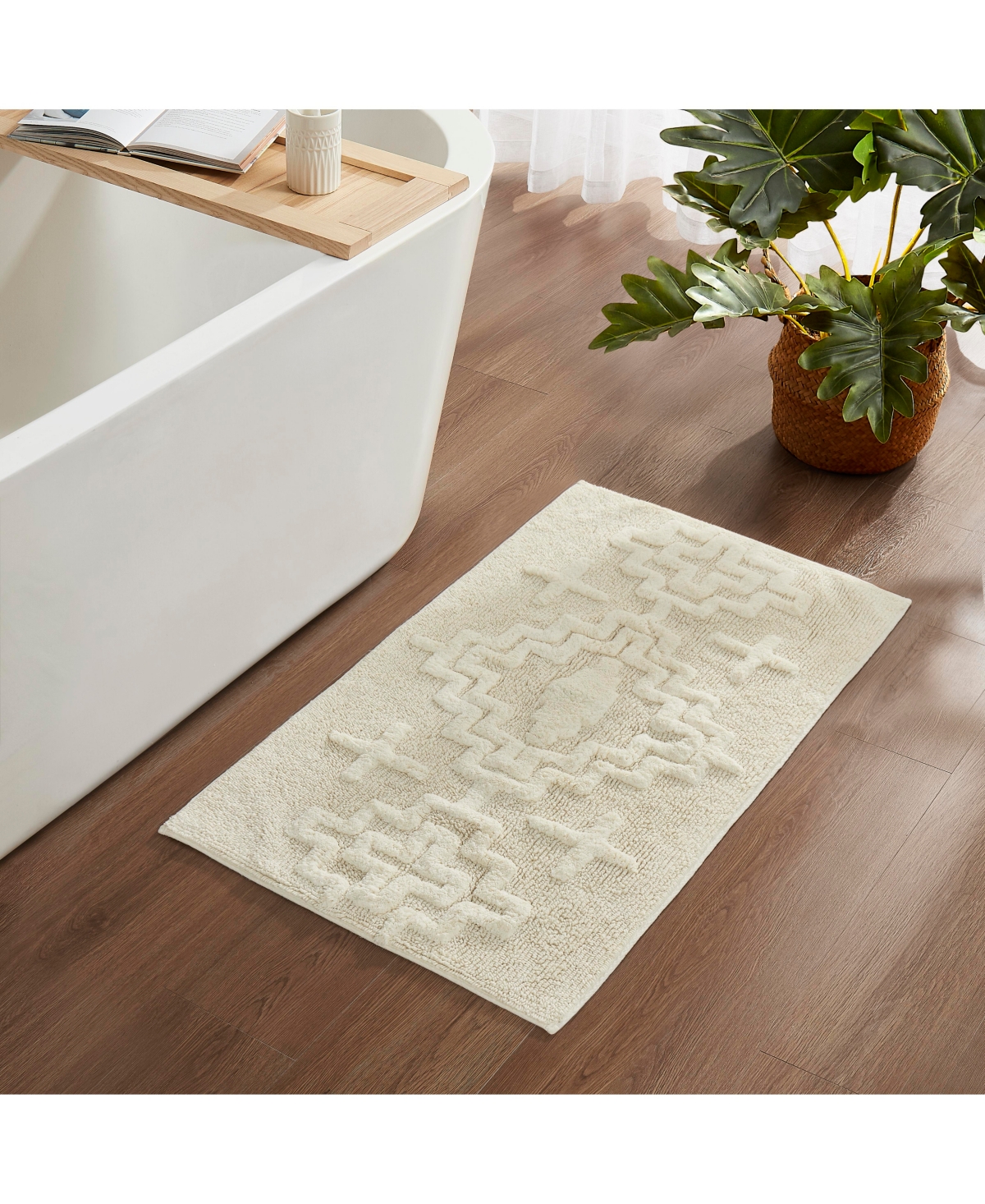 Pendleton Kiva Steps Cotton Bath Rug, 24" X 42" In Ivory