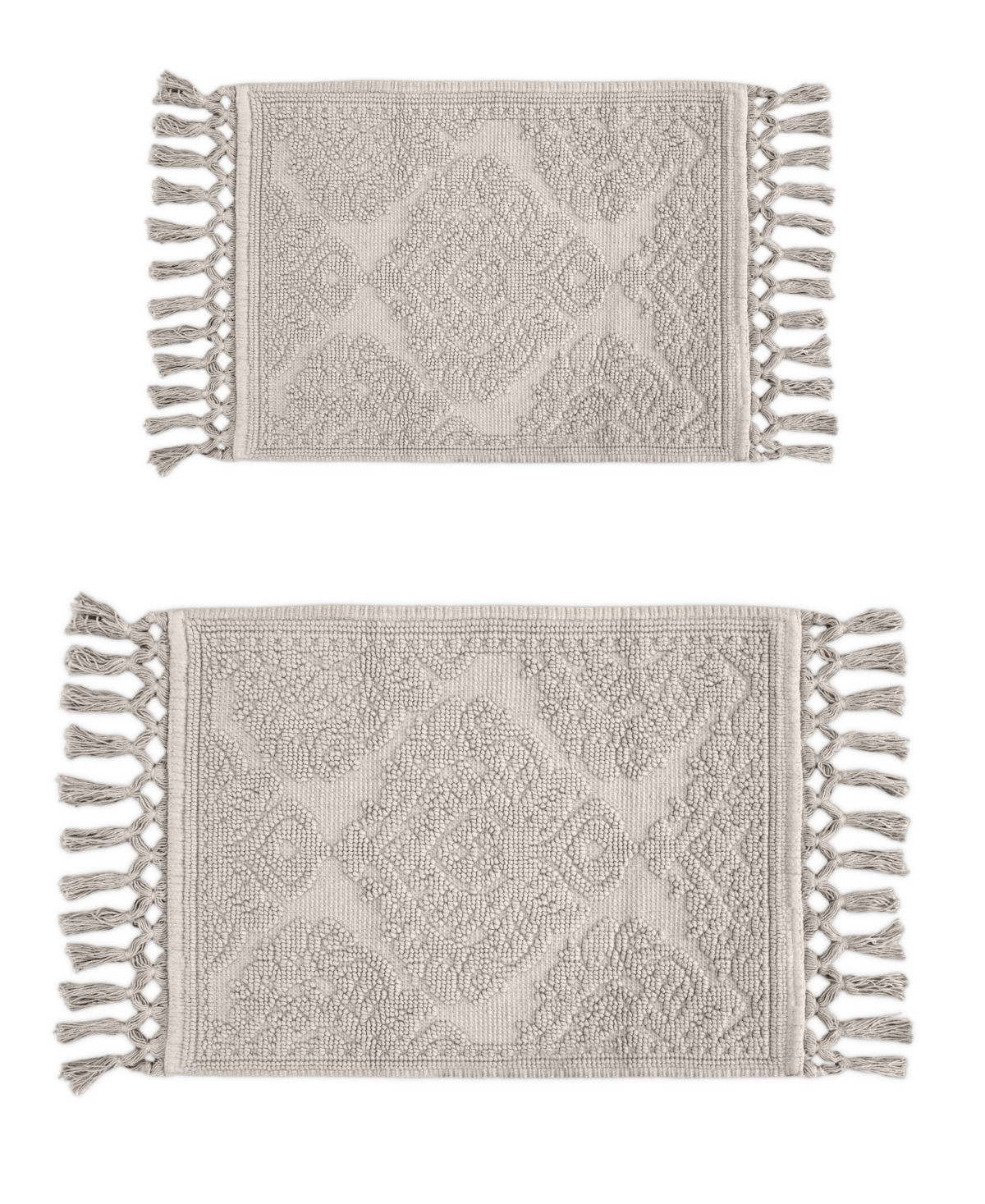 Shop Jean Pierre New York Ricardo Fringe Cotton 2-pc. Bath Rug Set In Light Grey