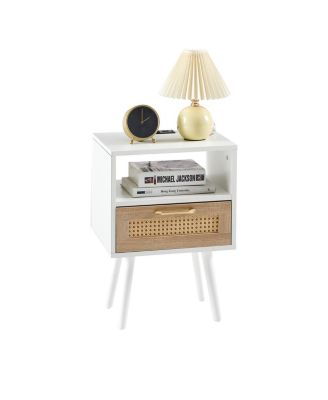 Rattan End Table with Power and USB