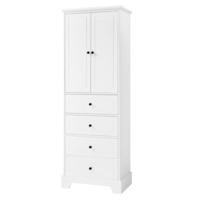 Storage Cabinet with 2 Doors, 4 Drawers - MDF, Painted Finish