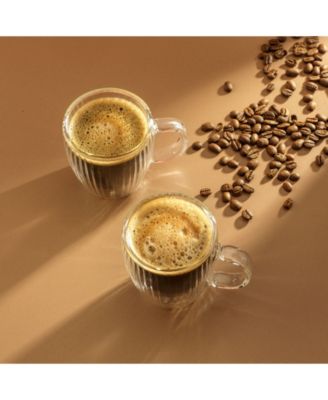 Fluted Glass 5.4oz Espresso Mugs, Set of 2