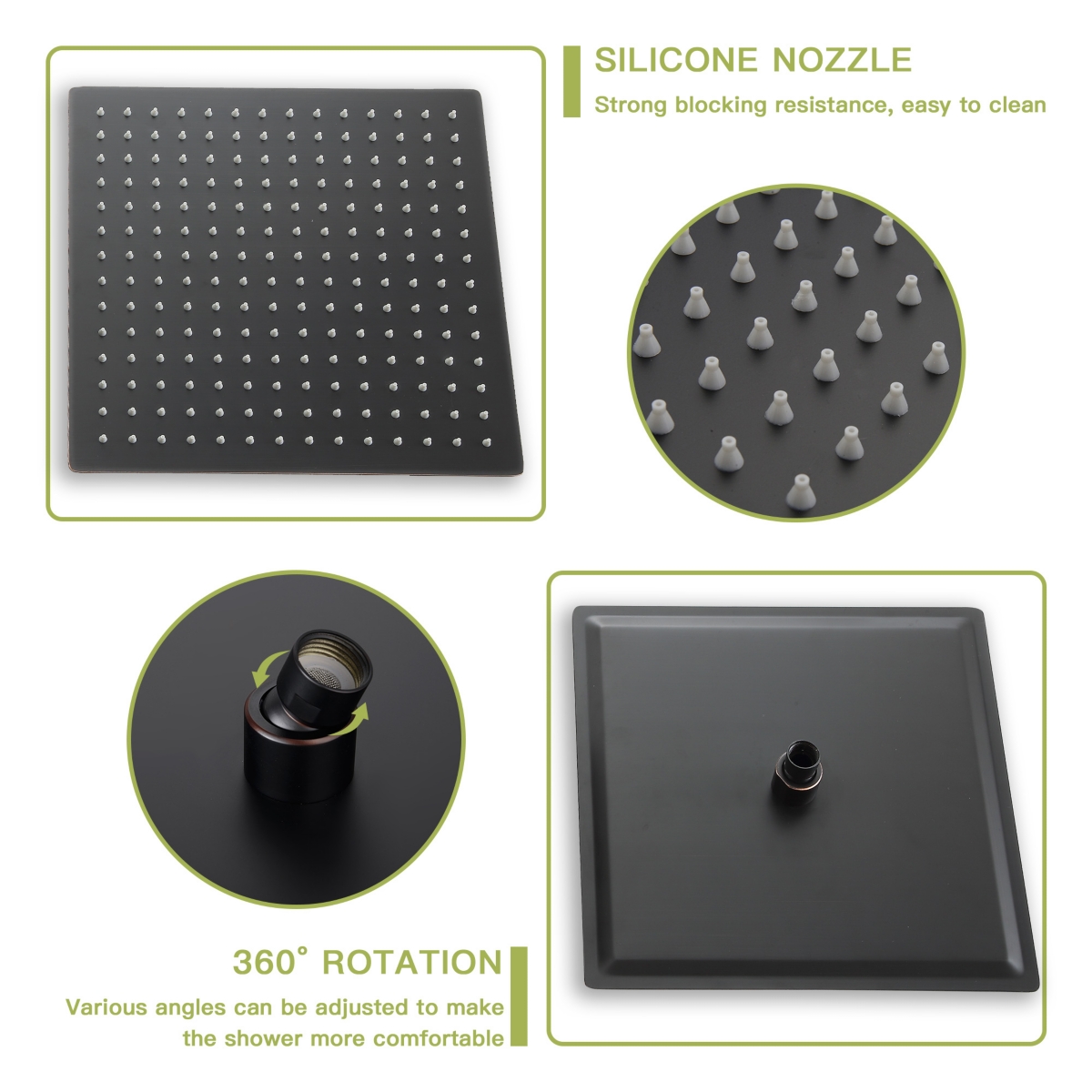 Streamdale Furniture Ceiling Shower Set - 10 Inch Square Shower Set, Dual Shower Heads, Oil Rubber Bronze - Oil-rubbed bronze
