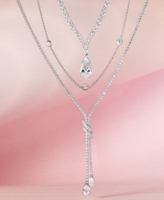 Cubic Zirconia Lariat Necklace in Sterling Silver