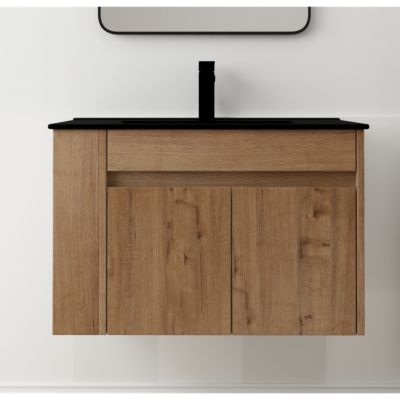 Streamdale 30 Inch Bathroom Vanity With Black Ceramic Basin And Adjust Open Shelf