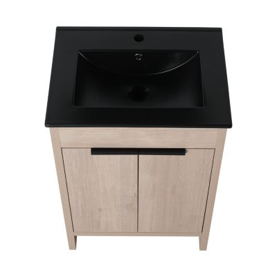 24" Freestanding Vanity with Ceramic Sink & Soft-Close Doors