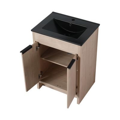 24" Freestanding Vanity with Ceramic Sink & Soft-Close Doors