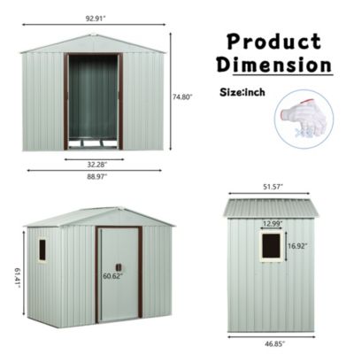 Streamdale 8FT X 4FT Outdoor Metal Storage Shed With Window White