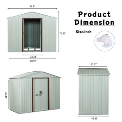 8FT X 4FT Outdoor Metal Storage Shed White Yx48
