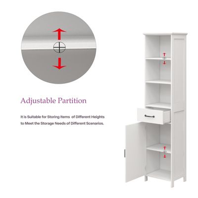 Floor Standing Cabinet With 1 Door And 1 Drawer - White