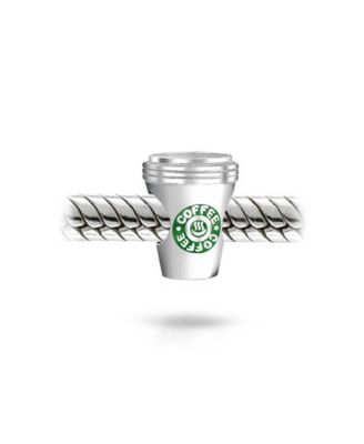 Latte Lover Travel Mug Drink Coffee Cup Charm Bead Students Sterling Silver Fits European Charm Bracelet