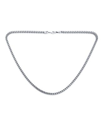 Heavy Duty Biker Jewelry Curb Wheat Link Foxtail Solid Chain Necklace Men Stainless Steel 5MM 30 Inch