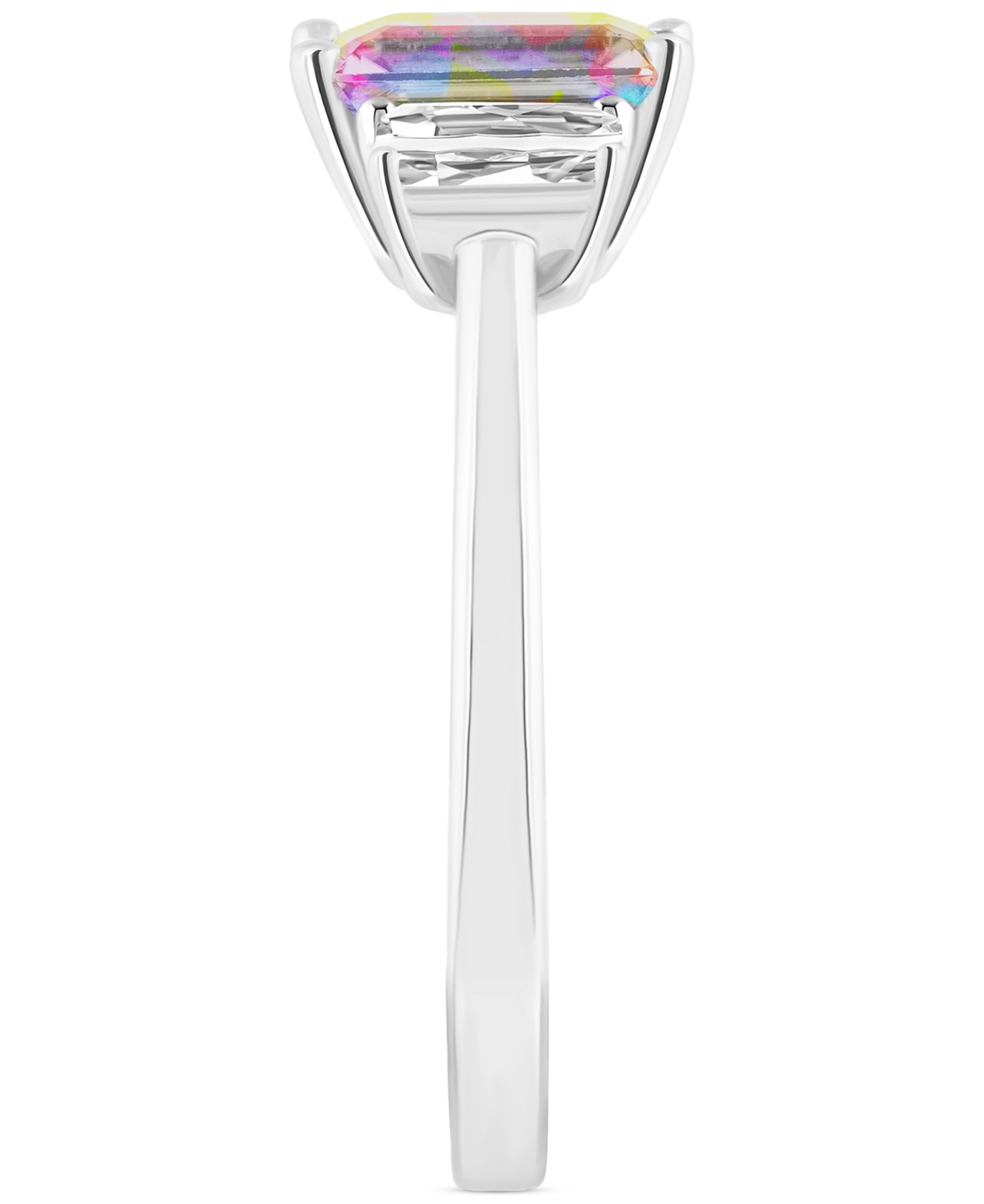 (2 ct. t.w.) & White Topaz (3/4 ct. t.w.) Emerald-Cut Statement Ring in Sterling Silver (Also in Pink Topaz) - Mystic Topaz