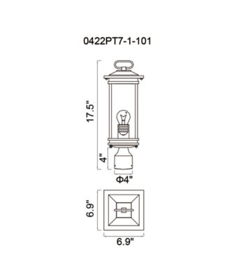 17.5" Metal Oakwood 1 Light Outdoor Lantern Head